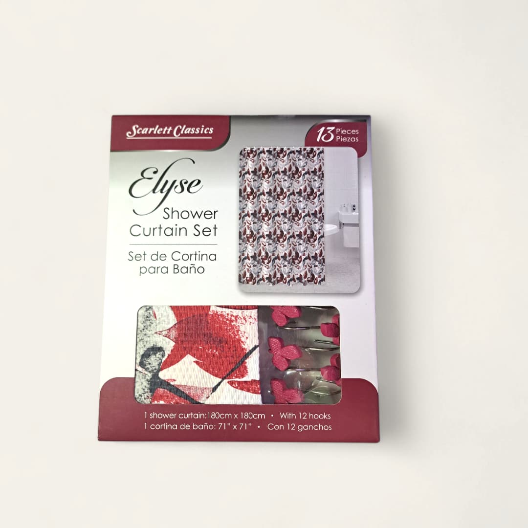 Juego de cortina para baño. Contenido: 1 cortina de baño y 12 ganchos. - Imagen 2