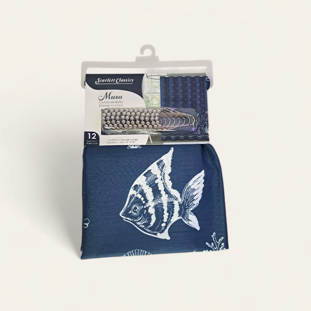 Cortina de baño. 70 x 72 pulgadas (178 cm x 182 cm). Poliéster. Incluye 12 ganchos para la instalación. - Imagen 5